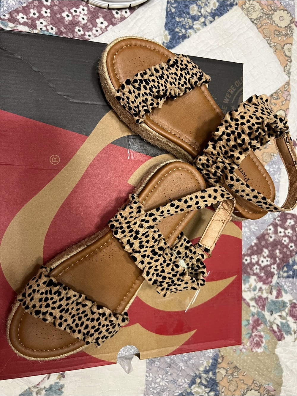Pierre Dumas Leopard Print Tan and Black  Sandals